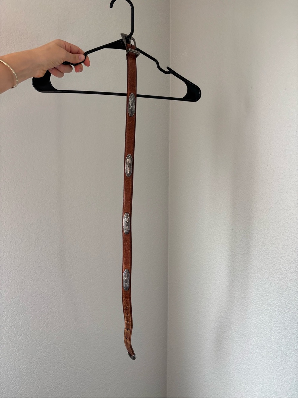 Brown Leather Concho Belt - Men Accessories